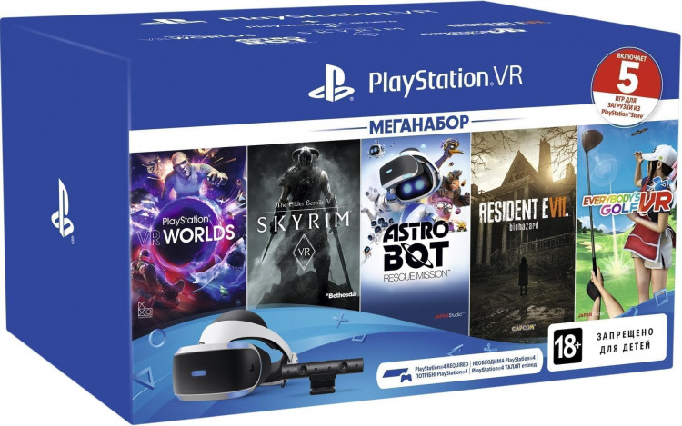Sony PlayStation VR (CUH-ZVR2 RUS) + PlayStation Camera + 5 игр Mega Pack  Bundle