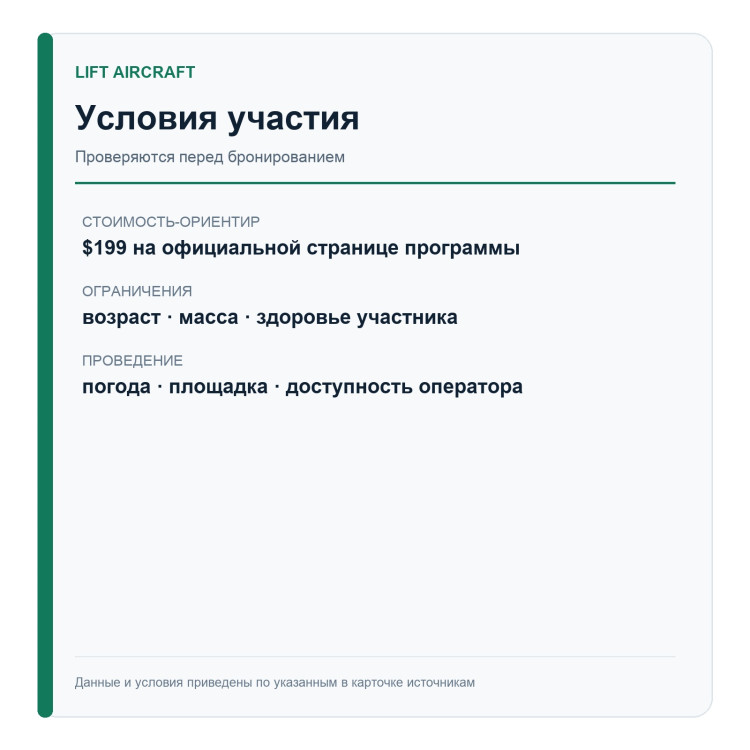 LIFT HEXA — ознакомительный полёт — условия участия