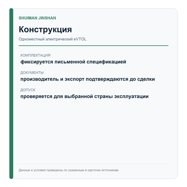 SHUIMAN JINSHAN — 1-местная базовая версия — конструкция