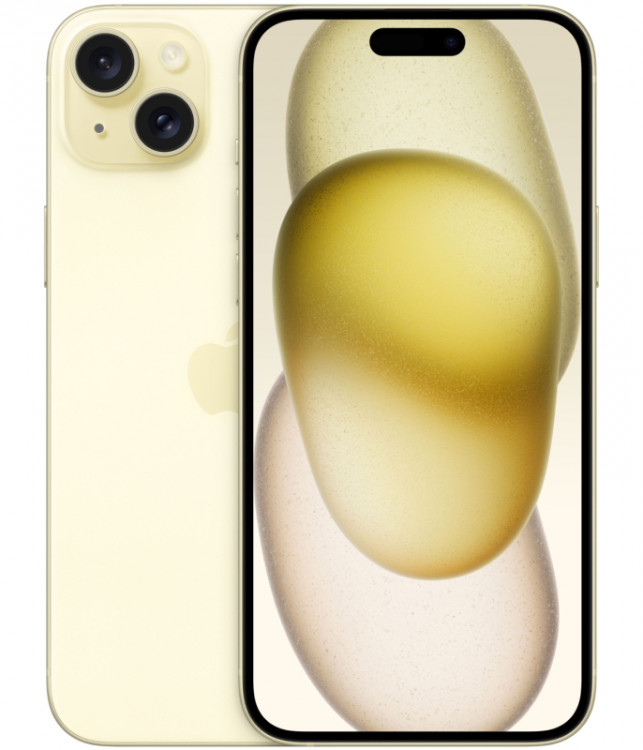 Телефон Apple iPhone 15 dual-SIM 128 ГБ, желтый
