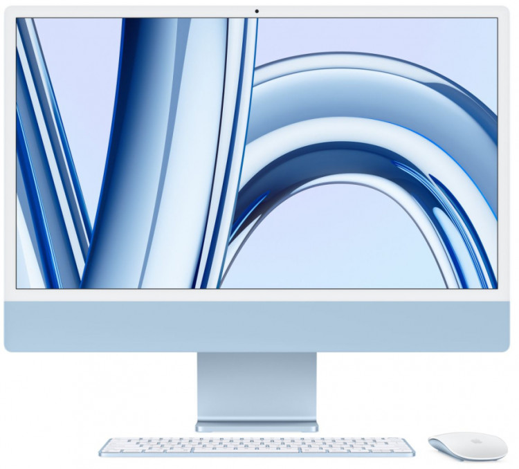 Компьютер Apple iMac 24" Retina 4,5K, M3 синий 256 ГБ (8C CPU, 8C GPU, 2023), 8 ГБ, SSD