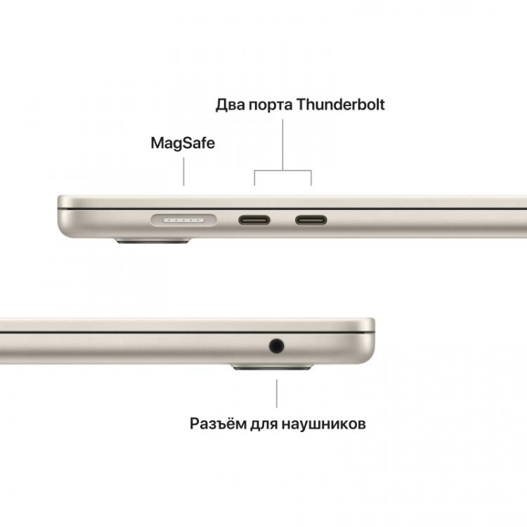 Ноутбук Apple MacBook Air 15" "сияющая звезда" (M2, 8C CPU/10C GPU, 2023), 8 ГБ, 512 ГБ SSD